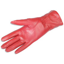 H.K. Røde Dame læderhandsker med uldfor
